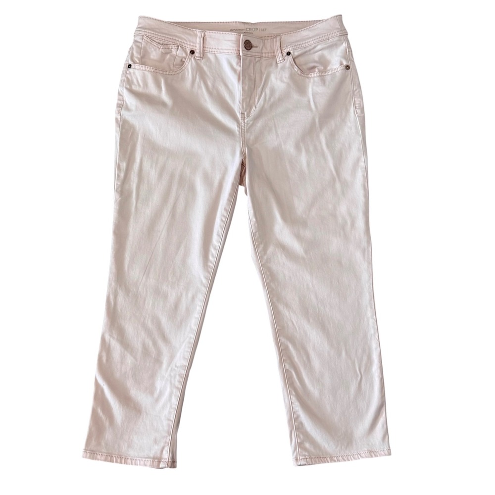 Chicos The Platinum Crop Pants Womens 6 Petite Pale Pink Straight Leg Stretch
